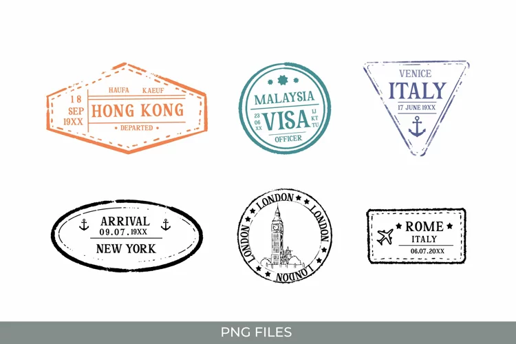 Vintage Travel Stamp Clipart - Scrapbooking Embellishment