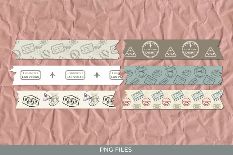 Vintage Travel Stamp Patterned Tape