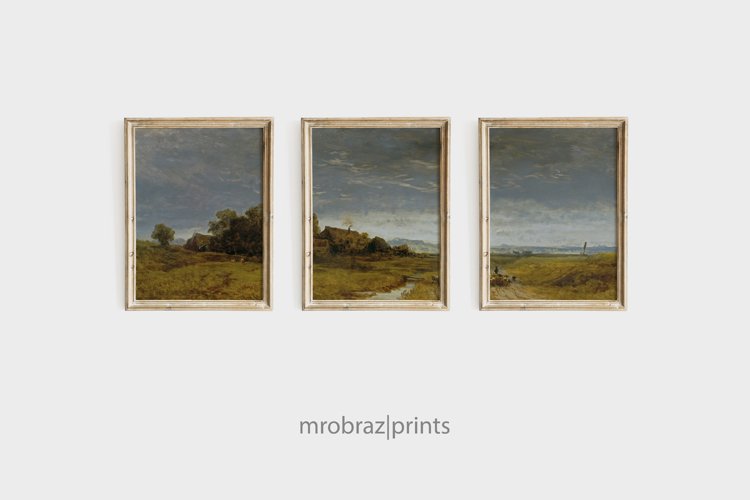 Vintage Triptych Landscape Print Set of 3 Paintings