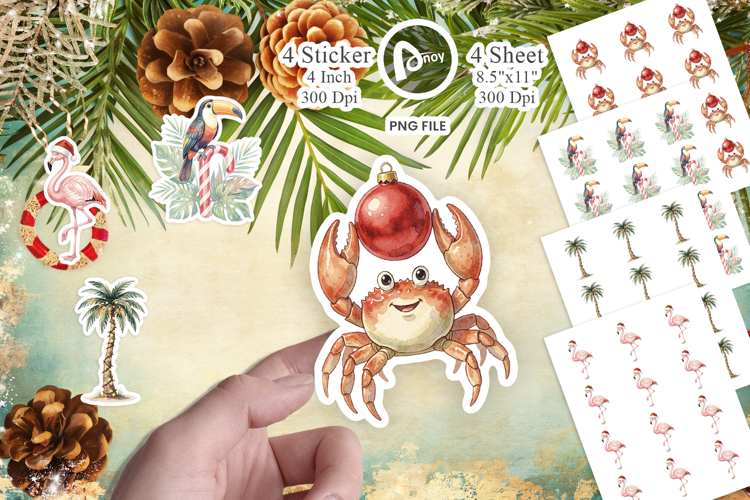 Vintage Tropical Holiday Animal Sticker