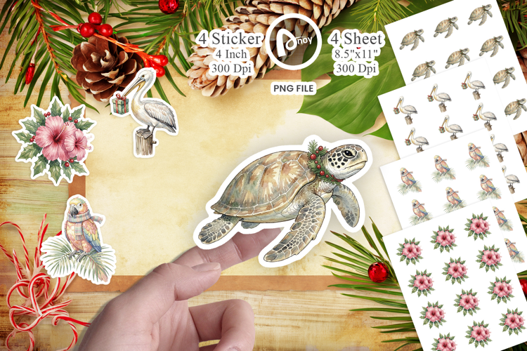 Vintage Tropical Holiday Animal Sticker