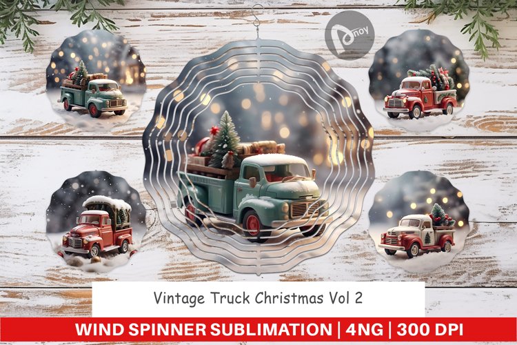 Wind Spinner Vintage Truck Christmas