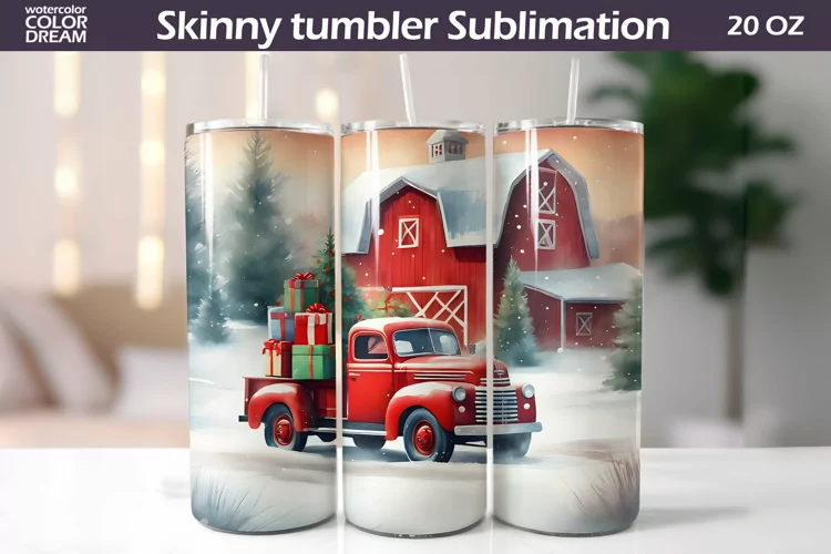 Vintage Farm Truck Tumbler | Christmas Tumbler Sublimation