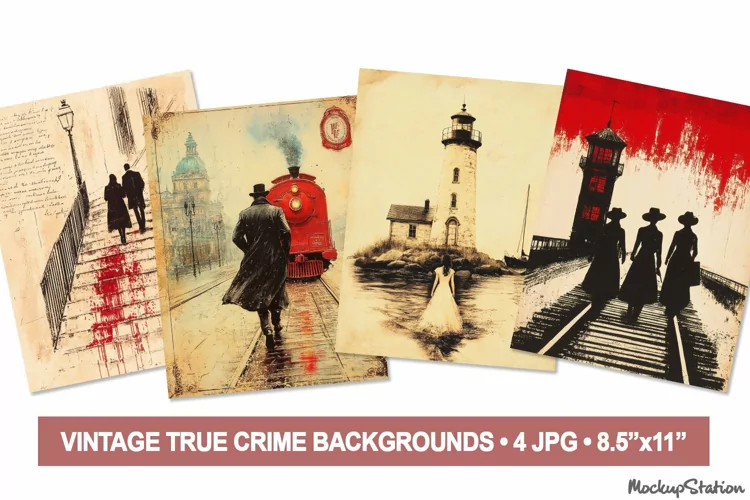 Vintage True Crime Junk Journal Horror Pages for Scrapbook
