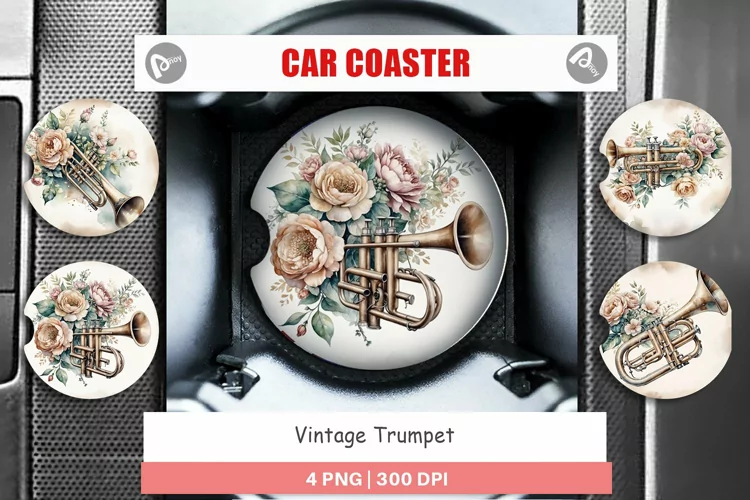 Car Coaster Vintage Trumpet