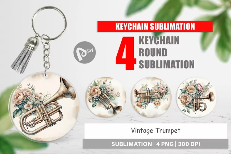 Keychain Vintage Trumpet