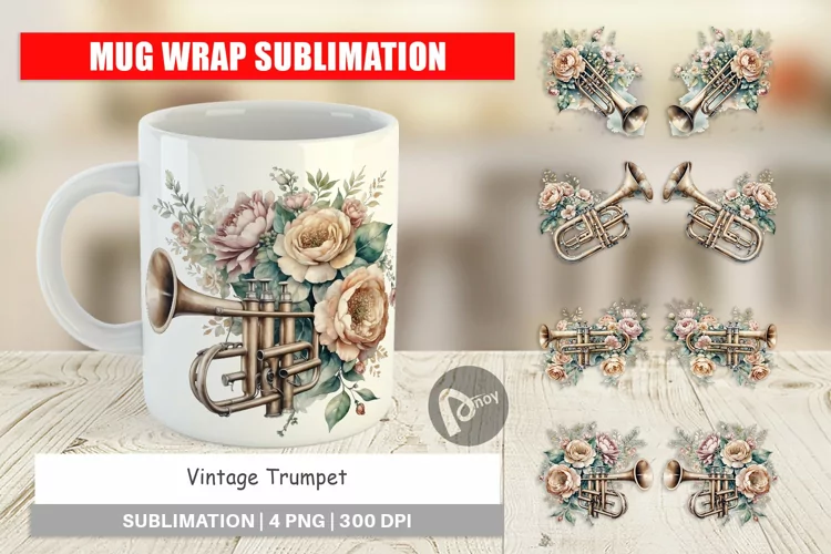 Mug Wrap Vintage Trumpet