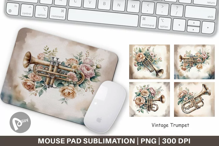 Mouse Pad Vintage Trumpet
