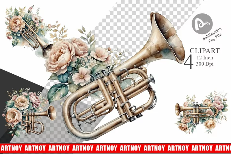 Vintage Trumpet Clipart
