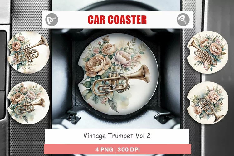 Car Coaster Vintage Trumpet