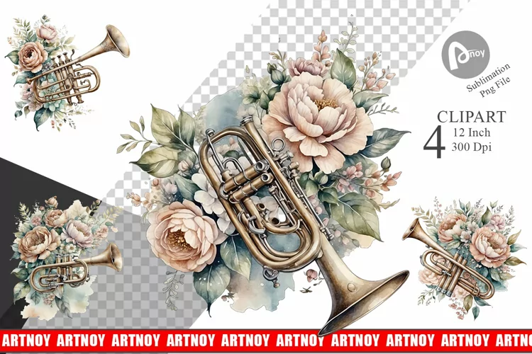 Vintage Trumpet Clipart