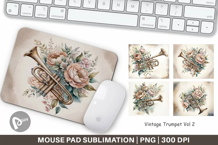 Mouse Pad Vintage Trumpet