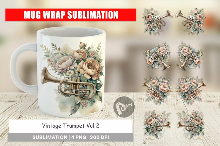 Mug Wrap Vintage Trumpet