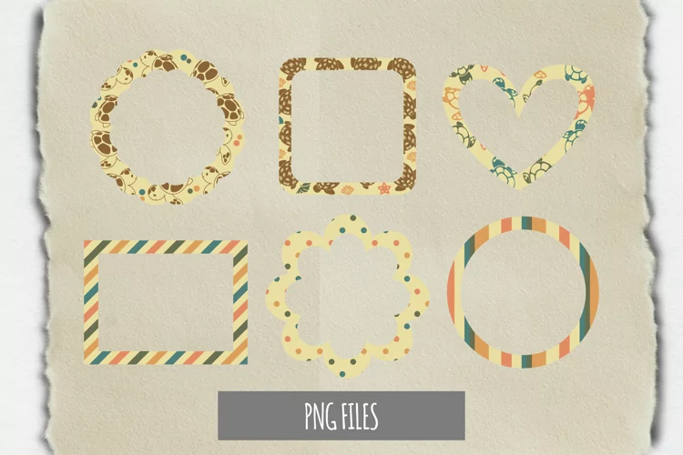 Vintage Turtle Pattern with Vintage Color Frame Set