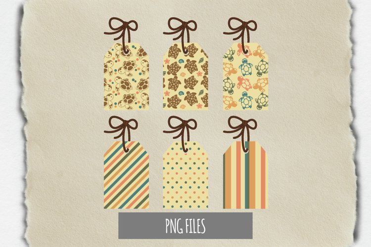 Vintage Turtle Pattern with Vintage Color Shaped Tag