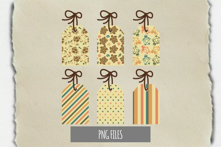 Vintage Turtle Pattern with Vintage Color Shaped Tag