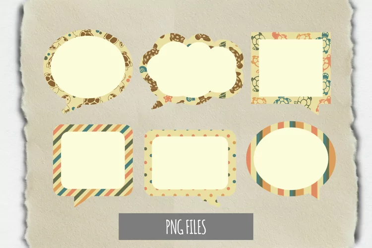 Vintage Turtle Pattern with Vintage Color Speech Bubbles