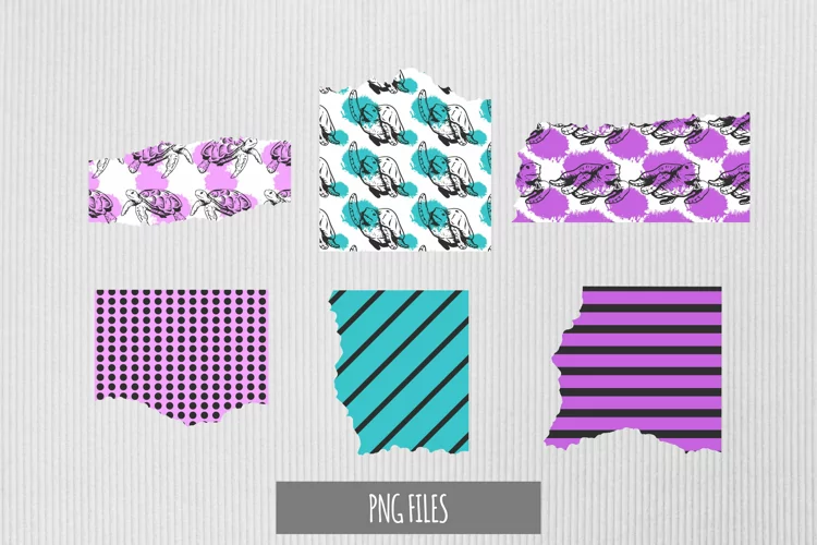 Vintage Turtle Pattern with Vintage Seamless Torn Paper