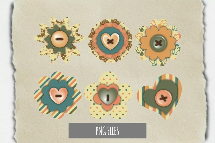 Vintage Turtle Pattern with Vintage Color Buttons