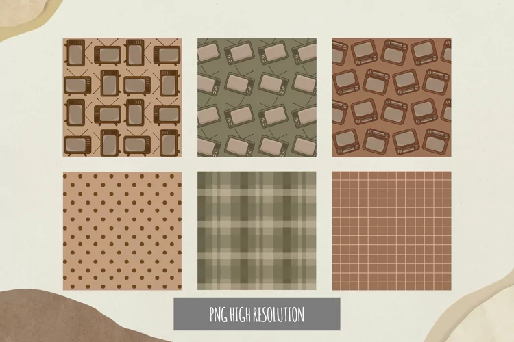 Vintage TV Seamless Pattern Paper Pack