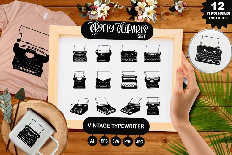 Vintage Typewriter Clipart Set