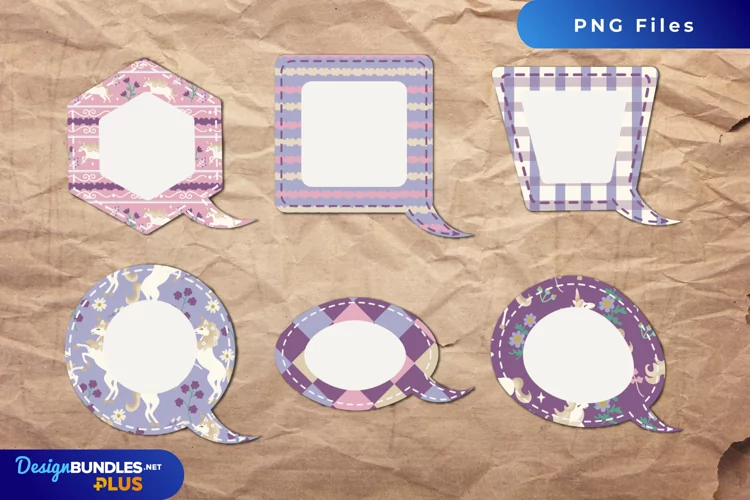 Vintage Unicorn and Floral Seamless Pattern Speech Bubble