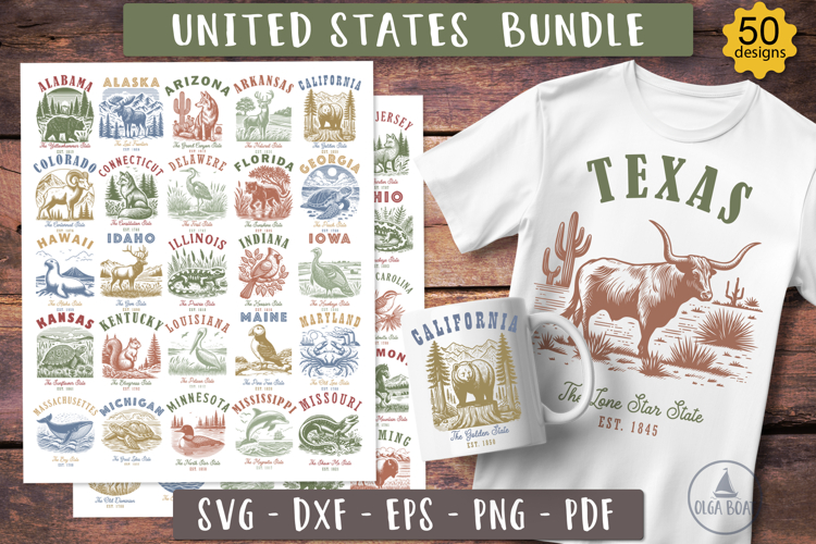 Vintage United states design bundle svg