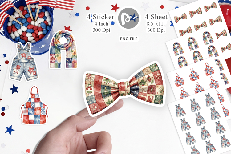 USA Patchwork Accessories Sticker