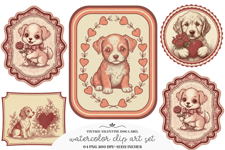 Vintage Valentine Dog Label Printable
