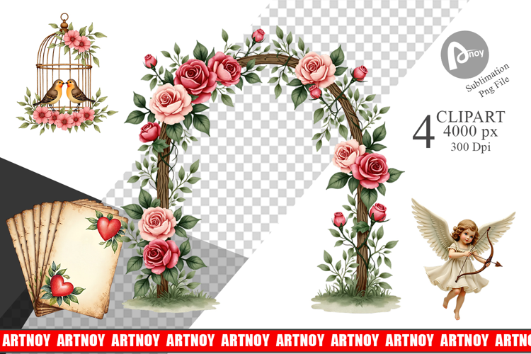 Vintage Valentine Ephemera Clipart