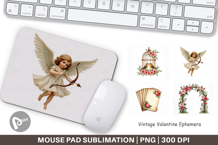 Vintage Valentine Ephemera Mouse Pad