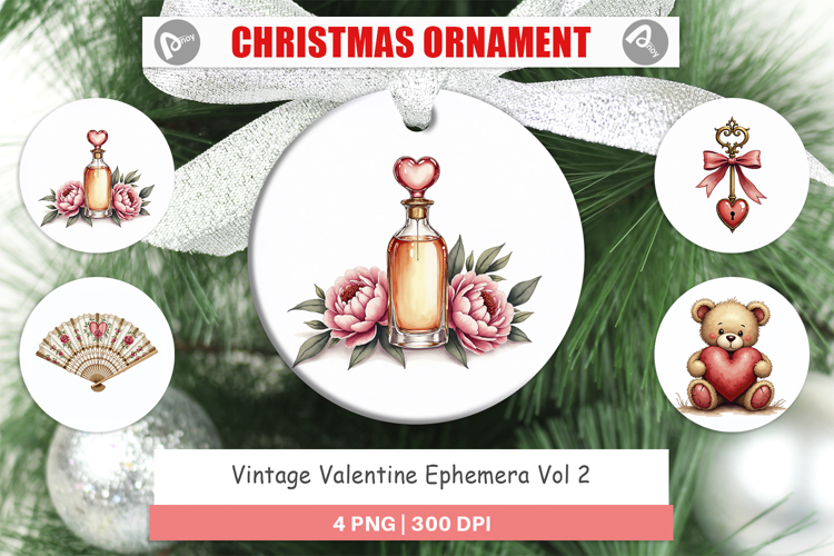 Vintage Valentine Ephemera Ornament