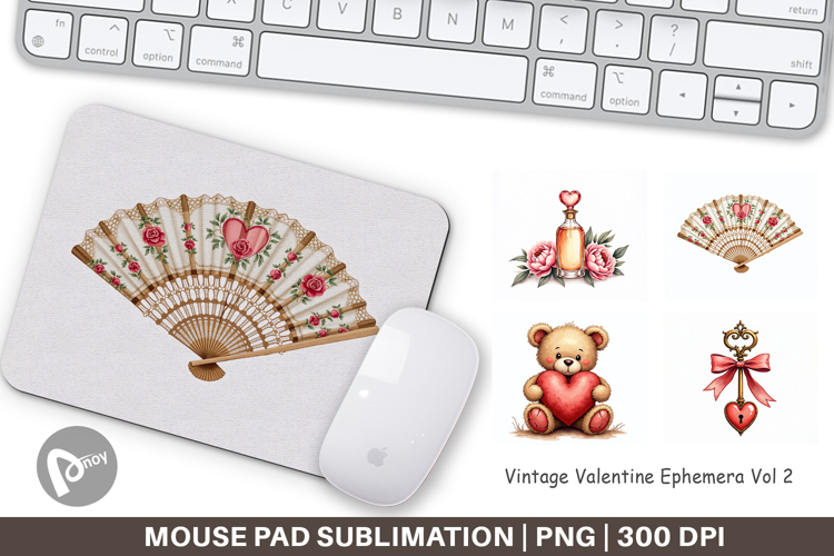 Vintage Valentine Ephemera Mouse Pad