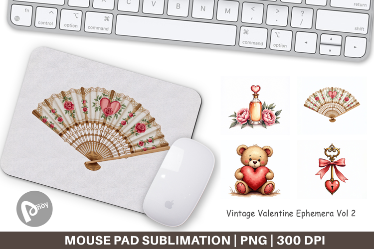 Vintage Valentine Ephemera Mouse Pad
