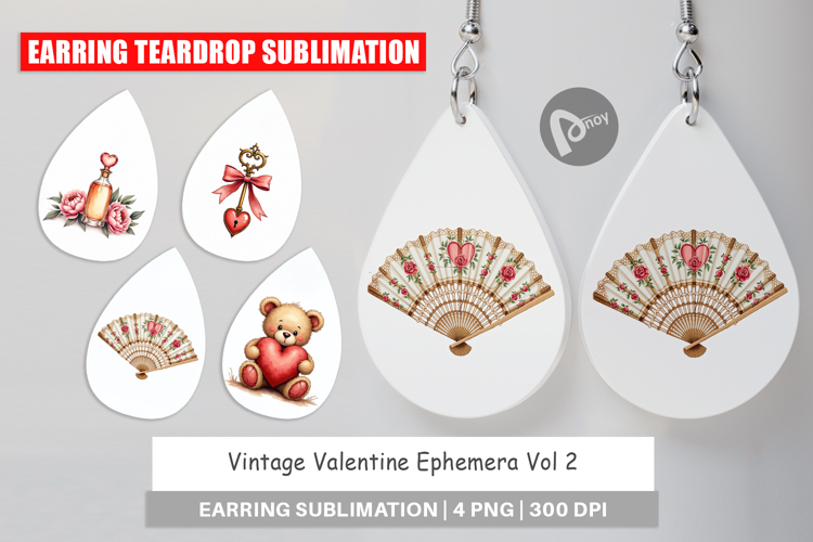 Vintage Valentine Ephemera Earring
