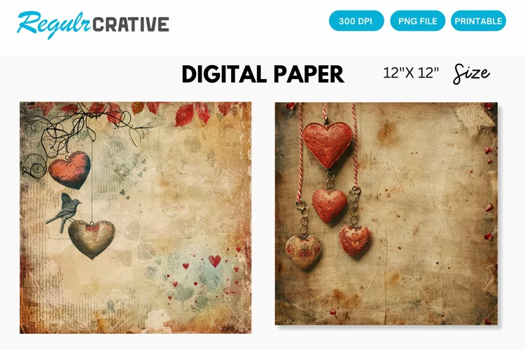 Vintage Valentine's Day Charm Seamless Digital Paper