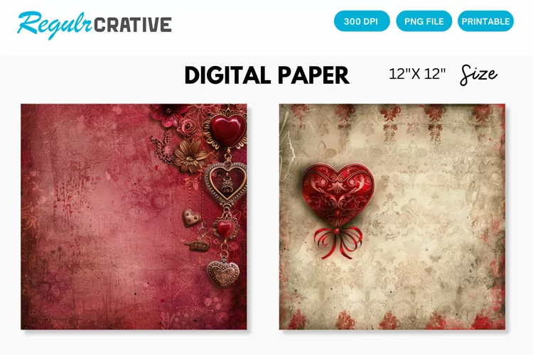 Vintage Valentine's Day Charm Seamless Digital Paper