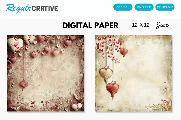 Vintage Valentine's Day Charm Seamless Digital Paper