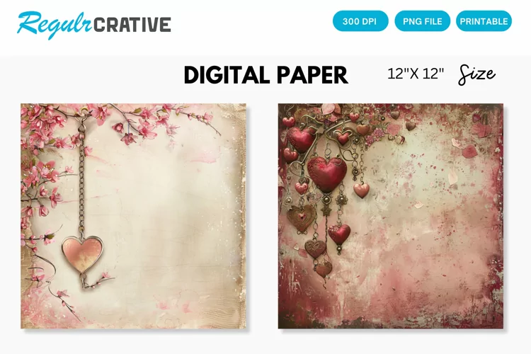 Vintage Valentine's Day Charm Seamless Digital Paper