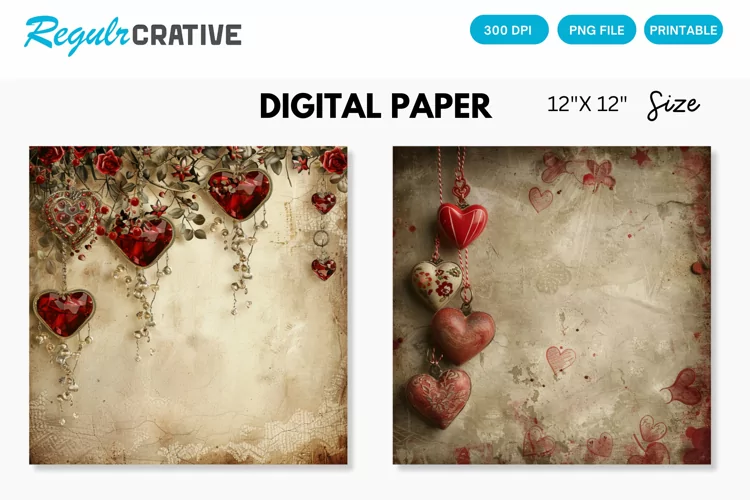 Vintage Valentine's Day Charm Seamless Digital Paper