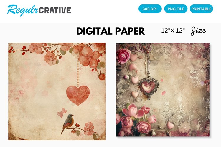Vintage Valentines Day Charm Seamless Digital Paper