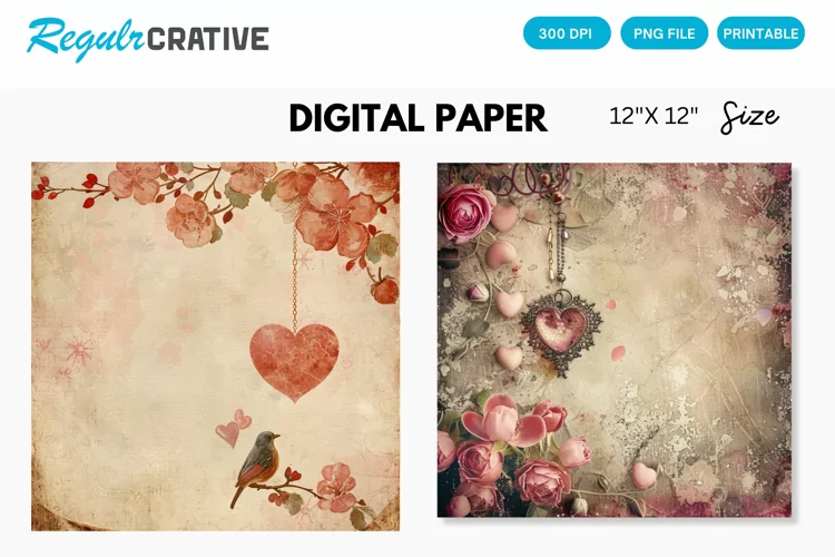 Vintage Valentine's Day Charm Seamless Digital Paper