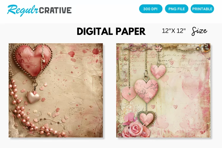 Vintage Valentine's Day Charm Seamless Digital Paper