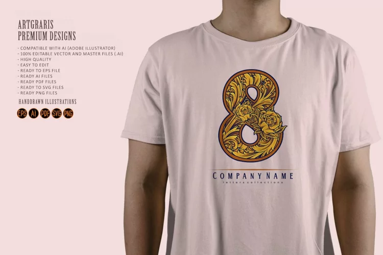 Vintage vibes elegant number 8 monogram logo