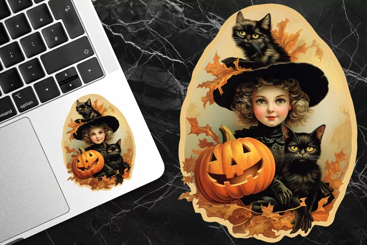 Halloween sticker PNG clip art Vintage victorian sticker