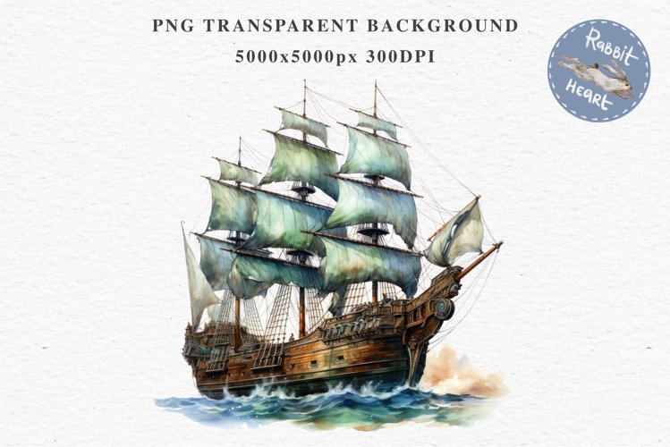 Vintage Victorian Wooden Ship Clipart Antique Nautical PNG