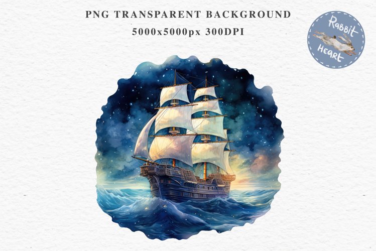 Vintage Victorian Wooden Ship Clipart Night Nautical PNG Art Watercolor Transparent wedding invitation shirt designs sublimation printable bloom architecture Antique Victorian wooden ship clipart, vintage nautical, 19th-century ship art, oceanic decor