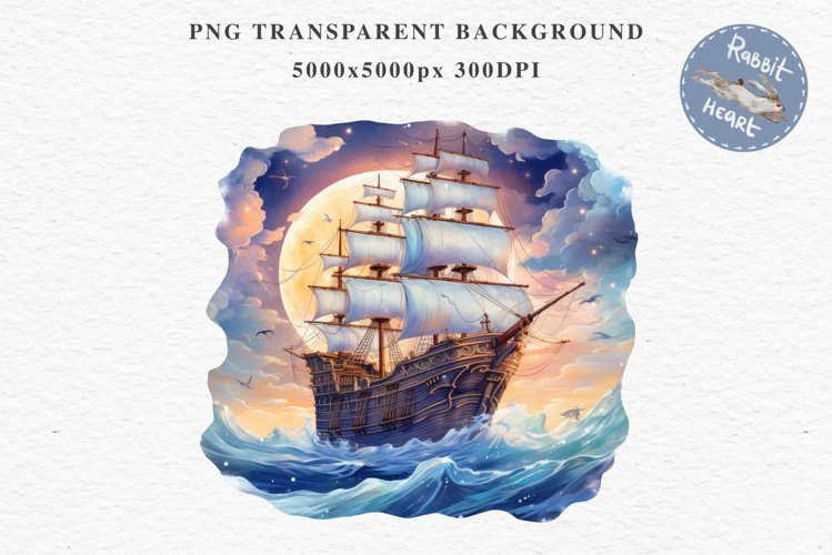 Vintage Victorian Wooden Ship Clipart Night Nautical PNG Art Watercolor Transparent wedding invitation shirt designs sublimation printable bloom architecture Antique Victorian wooden ship clipart, vintage nautical, 19th-century ship art, oceanic decor