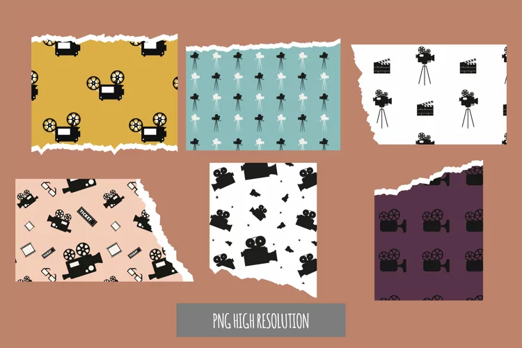 Vintage Video Camera Torn Paper - Scrapbooking PNG