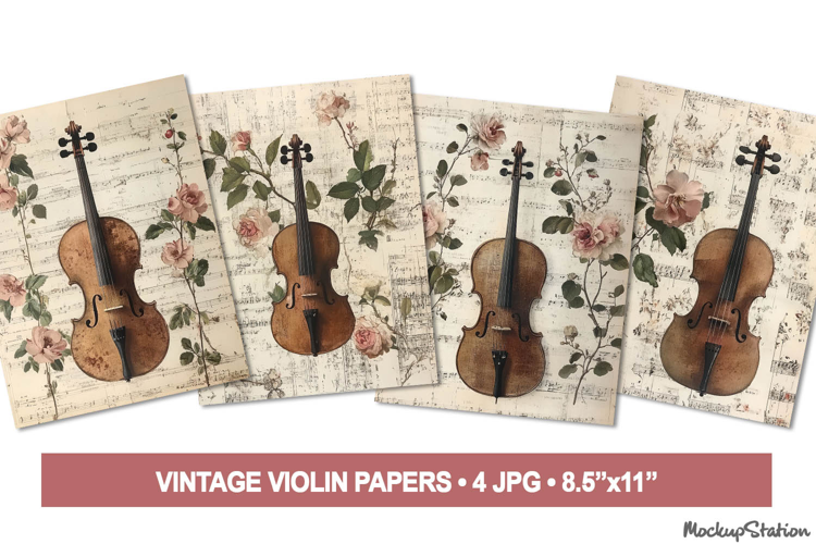 Vintage Violin & Music Notes Junk Journal Pages | Scrapbook